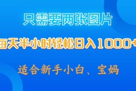 只需要两张图片，每天半小时轻松日入1000  ，新手小白，宝妈均可