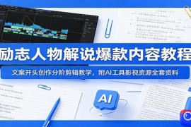 励志人物解说爆款内容教程：文案开头创作分阶剪辑教学，附AI 工具影视资源全套资料