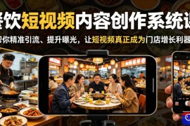 餐饮短视频内容创作系统课，帮你精准引流、提升曝光，让短视频真正成为门店增长利器