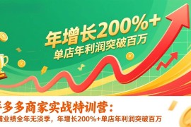 （17225期）拼多多商家实战特训营：店铺业绩全年无淡季，年增长200% 单店年利润突破百万(26年1月更新)