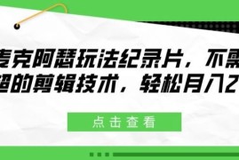 麦克阿瑟玩法纪录片，不需高超的剪辑技术，轻松月入2w 【揭秘】