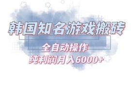 （13257期）韩服知名游戏搬砖项目 ，单机月入6000 ,可做兼职副业，小白闭眼入