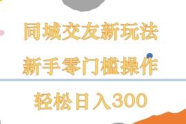 同城交友新玩法，新手零门槛操作，轻松日入300 