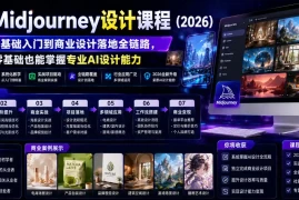 AI Midjourney设计课程(2026)，从零基础入门到商业设计落地全链路，零基础也能掌握专业AI设计能力(更新0913)