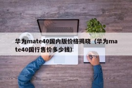华为mate40国内版价格揭晓（华为mate40国行售价多少钱）