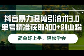 （12630期）抖音暴力混剪引流术3.0单号精准获取400 创业粉简单好上手，轻松学会