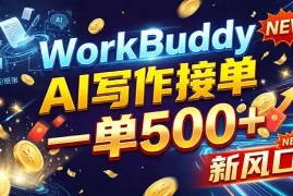 WorkBuddy AI自动写稿，一单一结，0基础也能日赚200-500 