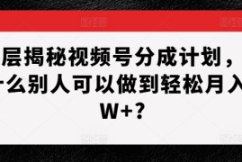 深层揭秘视频号分成计划，为什么别人可以做到轻松月入1W ?