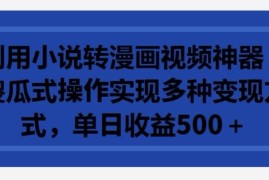 利用小说转漫画视频神器，傻瓜式操作实现多种变现方式，单日收益500 【揭秘】