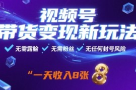 视频号带货变现新玩法，无需露脸，无需粉丝，无任何封号风险，一天收益8张【揭秘】
