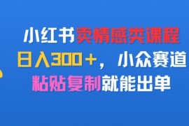 小红书卖情感类课程，日入3张 ，小众赛道，粘贴复制就能出单