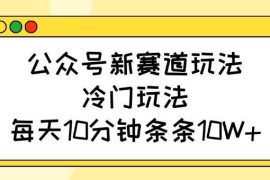 公众号新赛道玩法，冷门玩法，每天10分钟条条10W 