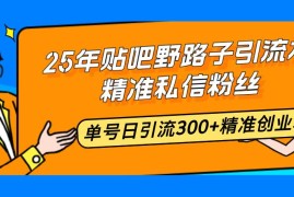 （14082期）25年贴吧野路子引流术，精准私信粉丝，单号日引流300 精准创业粉