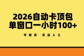 2026自动卡顶包玩法，单窗口一小时100 ，可矩阵操作，无需人工【揭秘】