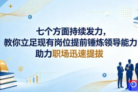 付费文章：七个方面持续发力，教你立足现有岗位提前锤炼领导能力，助力职场迅速提拔