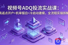 视频号ADQ投流实战课：高返点开户 机审报白 冷启动建模，全流程实操拆解