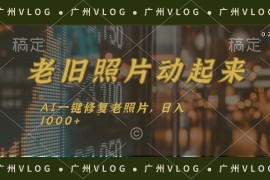 （11745期）老旧照片动起来，AI一键修复，简单上手，日入1000 