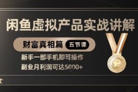 精品！闲鱼虚拟产品实战讲解，新手一部手机即可操作，副业月利润可达5k 