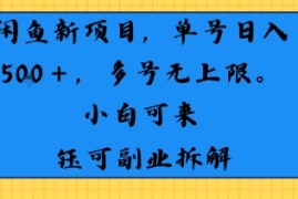 闲鱼玩法单号日收入5张  多号无上限 操作简单几乎零门槛
