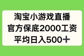 淘宝小游戏直播，官方保底2000工资，平均日入500 