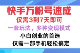 快手万粉号速成，仅需3到七天，小白创业的首选，一套玩法，多种变现模式【揭秘】