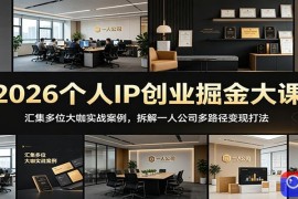 2026个人IP创业掘金大课：汇集多位大咖实战案例，拆解一人公司多路径变现打法