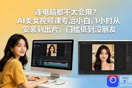 连电脑都不太会用？AI美女视频课专治小白，1小时从安装到出片，门槛低到没朋友