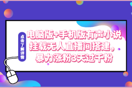 电脑版 手机版有声小说挂载无人直播间搭建，暴力涨粉3天过千粉