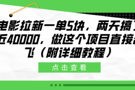 电影拉新一单5块，两天搞了近40000，做这个项目直接起飞（附详细教程）