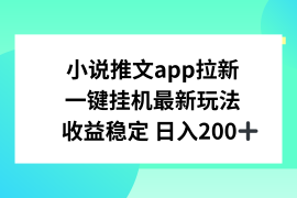 小说推文APP拉新，一键挂机新玩法，收益稳定日入200 