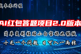AI红包答题项目，简单复制粘贴有手就行，十元一题，日入一两张