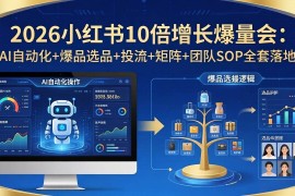 （17964期）2026小红书10倍增长爆量会：AI自动化 爆品选品 投流 矩阵 团队SOP全套落地