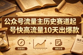 公众号流量主之历史赛道，起号快 高流量，10天就能出爆款！