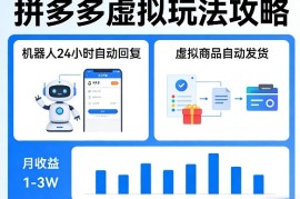 没人告诉你的拼多多虚拟玩法，机器人回复 发货，月搞1-3W【揭秘】
