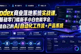 Codex商业落地系统实战课，零基础零门槛新手小白也能学会，打造自己的AI自动化工作流 产品系统(更新)