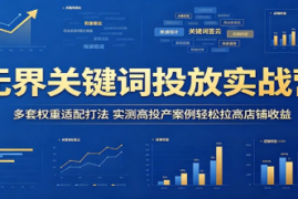 无界关键词投放实战营：多套权重适配打法，实测高投产案例轻松拉高店铺收益