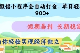 微信小程序全自动打金，单日轻松几张，短期暴利，长期稳定，助你轻松实现经济独立【揭秘】