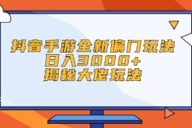 （12350期）抖音手游全新偏门玩法，日入3000 ，揭秘大佬玩法