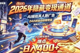 2026年别死磕自媒体，隐藏变现通道，AI模拟真人自动跑广告，小白即可操作，日入400 ，矩阵月入可达到30w 【揭秘】