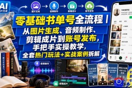 零基础书单号全流程｜从图片生成、音频制作、剪辑成片到账号发布，手把手实操教学，全套热门玩法 实战案例拆解