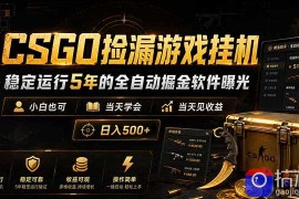 CSGO捡漏游戏挂机，稳定运行5年的全自动掘金软件曝光，小白也可当天学会，当天见收益，日入500 