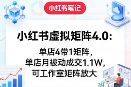 小红书虚拟矩阵4.0：单店4带1矩阵，单店月被动成交1.1W，可工作室矩阵放大