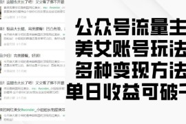公众号流量主美女账号玩法，多种变现方法，单日收益可破千