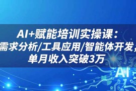 AI 赋能培训实操课：需求分析/工具应用/智能体开发，单月收入突破3万