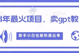 2024年最火项目，卖GPT教程，新手小白也能快速出单