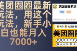 美团圈圈最新玩法，用这个玩法，新手小白也能月入7000 