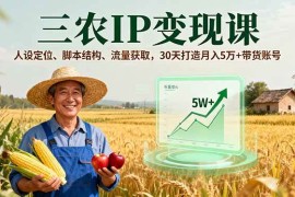 （16044期）三农IP变现课，人设定位、脚本结构、流量获取，30天打造月入5万 带货账号