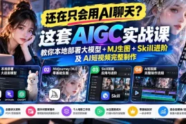 【无水印】还在只会用AI聊天？这套AIGC实战课教你本地部署大模型 MJ生图 Skill进阶及AI短视频完整制作