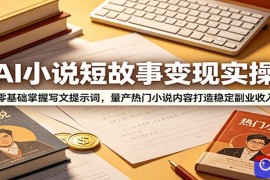 AI小说短故事变现实操：零基础掌握写文提示词，量产热门小说内容打造稳定副业收入