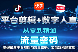 全平台剪辑 数字人直播，从零到精通，掌握最新平台规则与流量密码，实现短视频变现